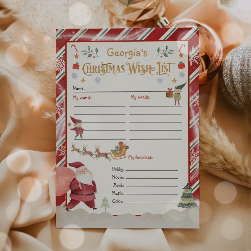 Personalized Santa Claus Christmas Wish List  Invitation