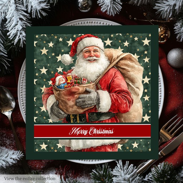 Personalized Santa Claus Holiday Table Napkins (Personalized Santa Claus Holiday Table Napkins)