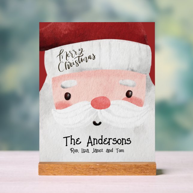 Personalized Santa Claus Merry Christmas Acrylic Sign (Neutral)