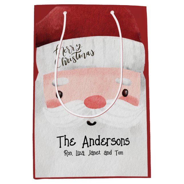 Personalized Santa Claus Merry Christmas Medium Gift Bag (Front)