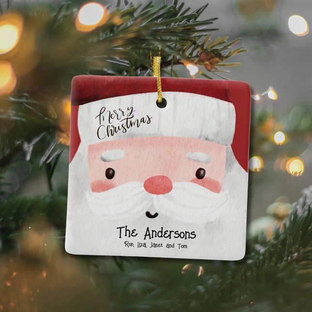 Personalized Santa Claus Merry Christmas Photo Ceramic Ornament (Creator Uploaded)