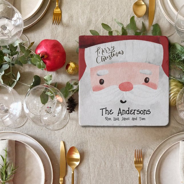 Personalized Santa Claus Merry Christmas Trivet (Creator Uploaded)