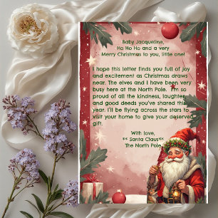 Personalized Santa Claus North Pole Reindeer Red  Holiday Card