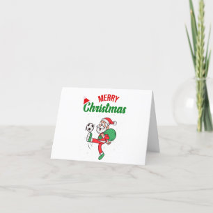 Personalized Santa Claus Playing Soccer Christmas Holiday Card