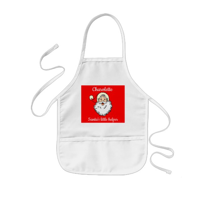 Personalized Santa Claus Red and White Kids' Apron (Front)