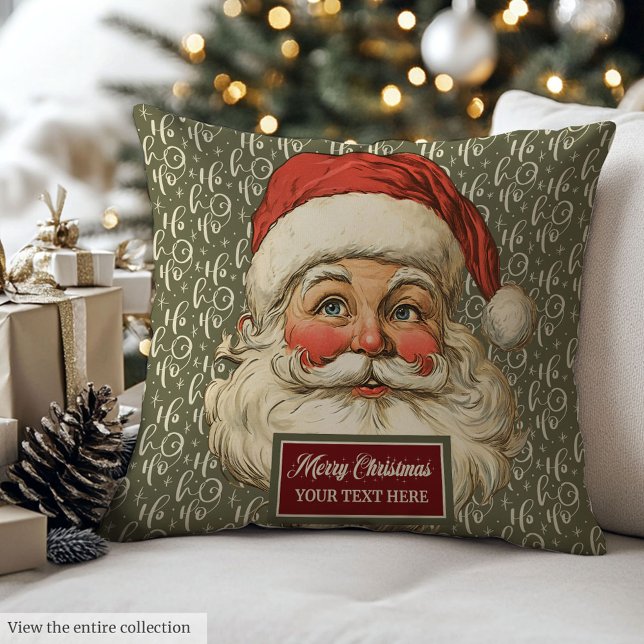 Personalized Santa Claus Vintage Holiday Pillow (Personalized Santa Claus Vintage Holiday Pillow Gift)