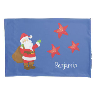 Personalized Santa Claus with Stars Pillow Case