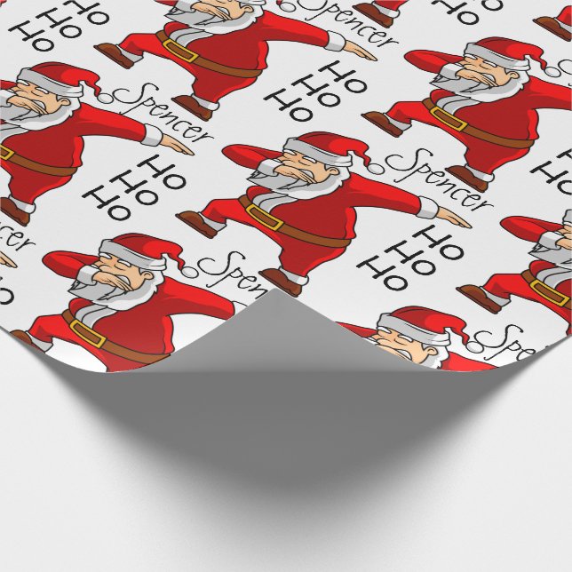 Personalized Santa Dabbing Wrapping Paper (Corner)