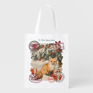 Personalized Santa Delivery Sack with Fox   Custom Grocery Bag
