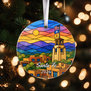 Personalized Santa Fe Acrylic Ornament, Custom New Ornament