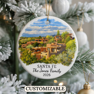 Personalized Santa Fe Ornament, Custom New Mexico Ceramic Ornament