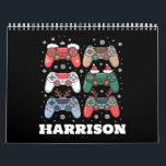 Personalized Santa Gaming Controller Gamer Xmas Calendar<br><div class="desc">Christmas Santa Elf Gaming Controllers Gamer Xmas</div>