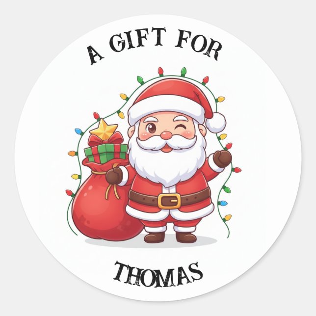 Personalized Santa Gift Label Sticker  Custom Name (Front)