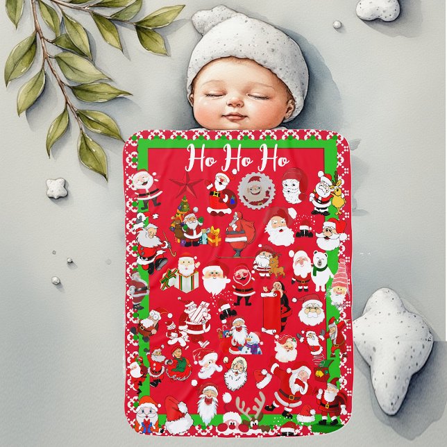 Personalized Santa Ho Ho Ho Christmas Winter Red  Baby Blanket (Personalized Santa Ho Ho Ho Christmas Winter Red Baby Blanket)