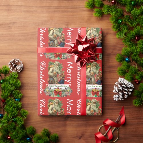Personalized Santa Holiday Photo Wrapping Paper