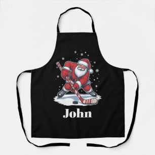 Personalized Santa Ice Hockey Christmas Sport  Apron