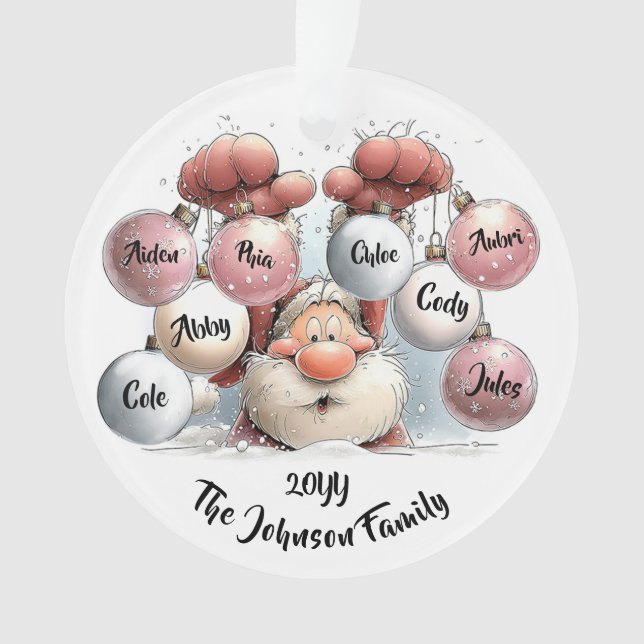 Personalized Santa in Snow Acrylic Ornament (Front)