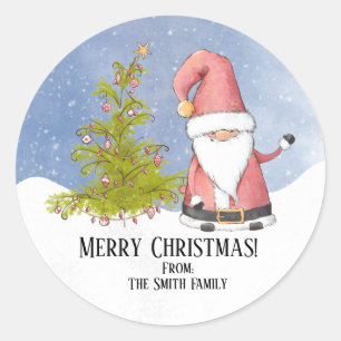 Personalized Santa Merry Christmas Classic Round Sticker