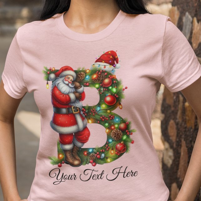 Personalized Santa Monogram Christmas Holiday T-Shirt (Creator Uploaded)