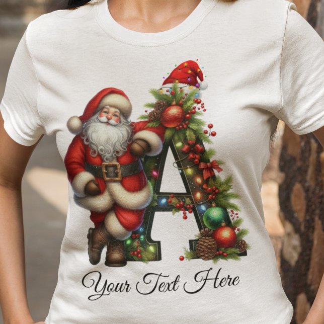 Personalized Santa Monogram Christmas Holiday T-Shirt (Creator Uploaded)