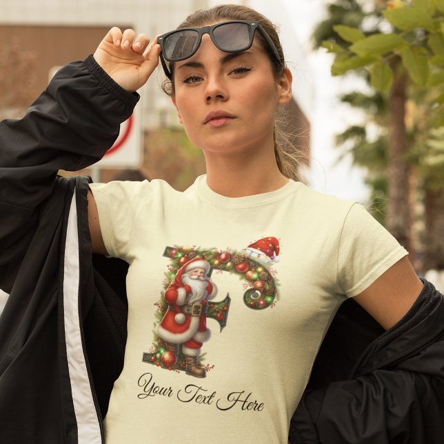 Personalized Santa Monogram Christmas Holiday T-Shirt (Creator Uploaded)