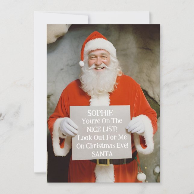 Personalized Santa Naughty or Nice List Christmas Holiday Card (Front)