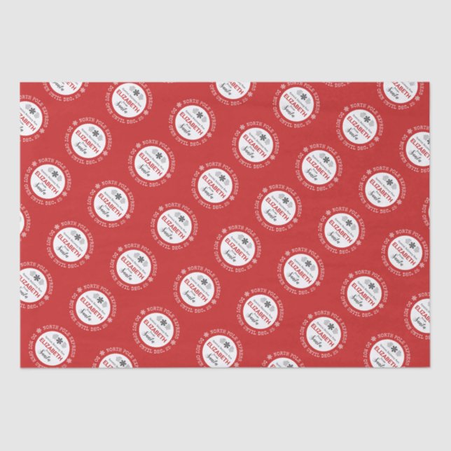 Personalized Santa North Pole Express Tissue Paper (Front)