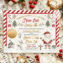 Personalized Santa Official Nice List Certificate