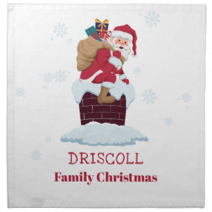 Personalized Santa on Roof Christmas Chimney Cloth Napkin