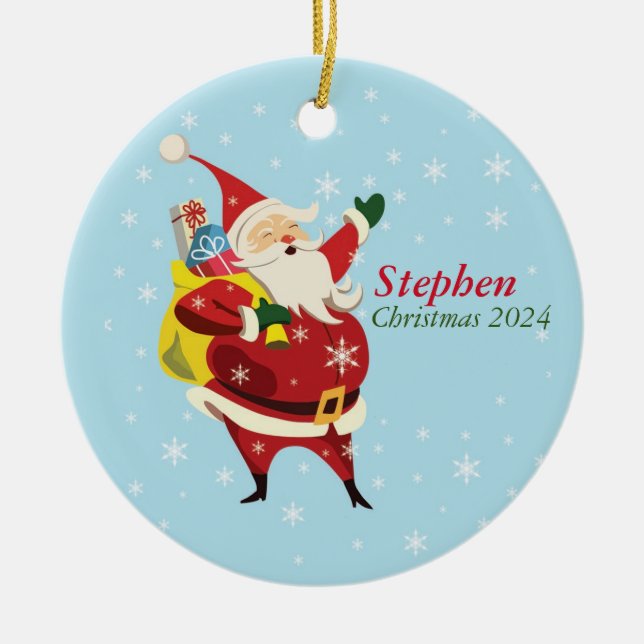 Personalized Santa Ornament Name and Year (Front)