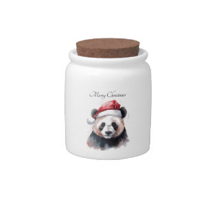 Personalized Santa Panda Christmas Treats Candy Jar