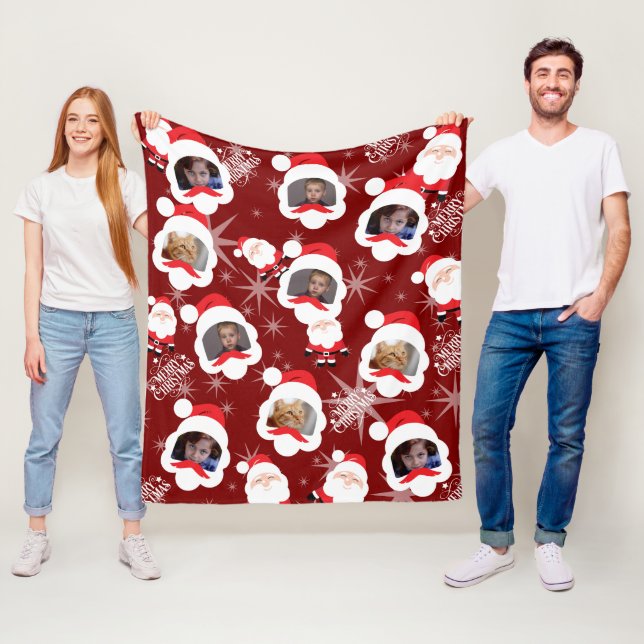 Personalized Santa Photo Collage Fleece Blanket (In Situ)