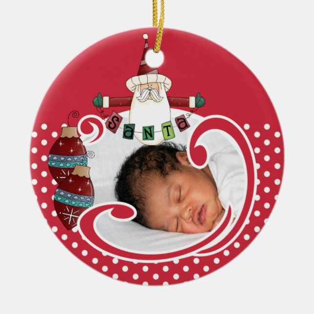 Personalized SANTA Photo Keepsake Ornament (Front)