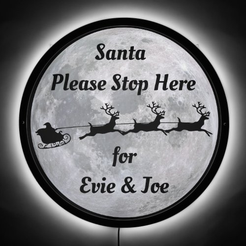 Personalized Santa Please Stop Here Window LED Sign