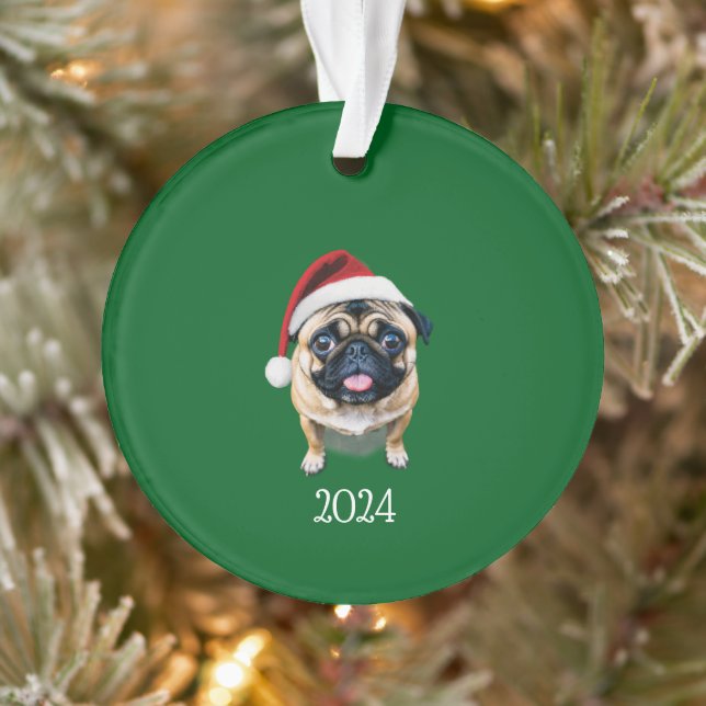 Personalized Santa Pug Ornament (Tree)