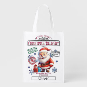 Personalized Santa Sack - Christmas Jolly Santa Grocery Bag