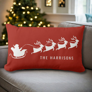 Personalized Santa Sleigh Christmas Lumbar Pillow