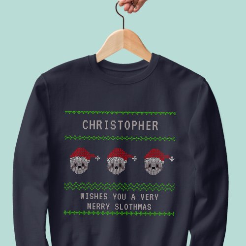 Personalized Santa Sloth Ugly Christmas Sweatshirt