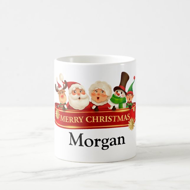 PERSONALIZED SANTA,SNOWMAN,ELF WISHING CHRISTMAS COFFEE MUG (Center)