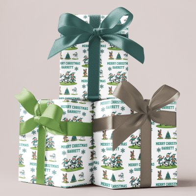 Personalized Santa Soccer Wrapping Paper Sheets