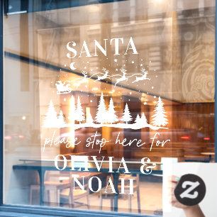 Personalized Santa Stop Here Custom Family Window Cling