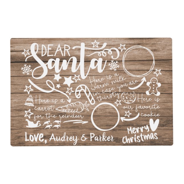 Personalized Santa Tray For Christmas Eve Treats Placemat (Front)