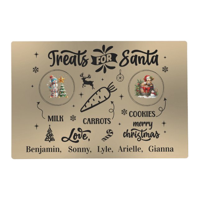 Personalized Santa Treats Laminated Placemat (Front)