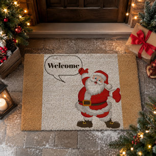 Personalized Santa Welcome Christmas Fiber Doormat