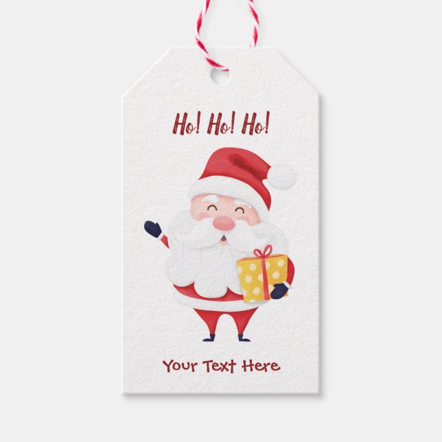 Personalized Santa with Gift Holiday Gift Tag (Front)