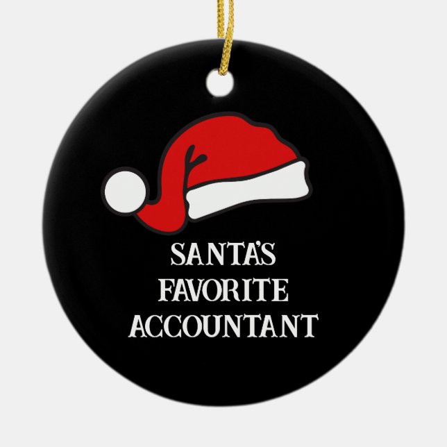 Personalized Santa's Favorite Accountant Ceramic Ornament (Front)