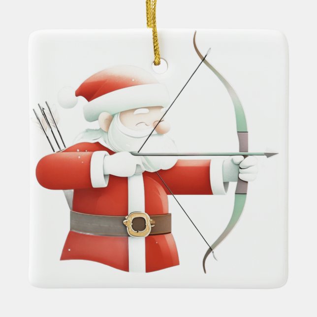Personalized Santa's Favorite Archer Ceramic Ornament (Front)