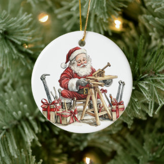 Personalized Santa's Favorite Carpenter Ceramic Ornament