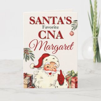 Personalized Santa's Favorite CNA Christmas Card