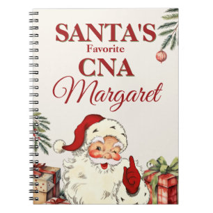 Personalized Santa's Favorite CNA Christmas Notebook